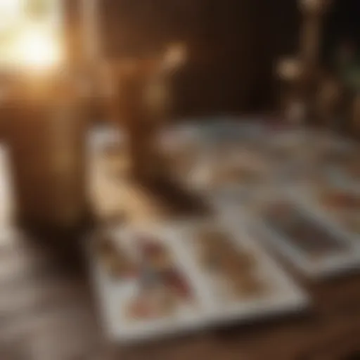Tarot card spread with intricate designs