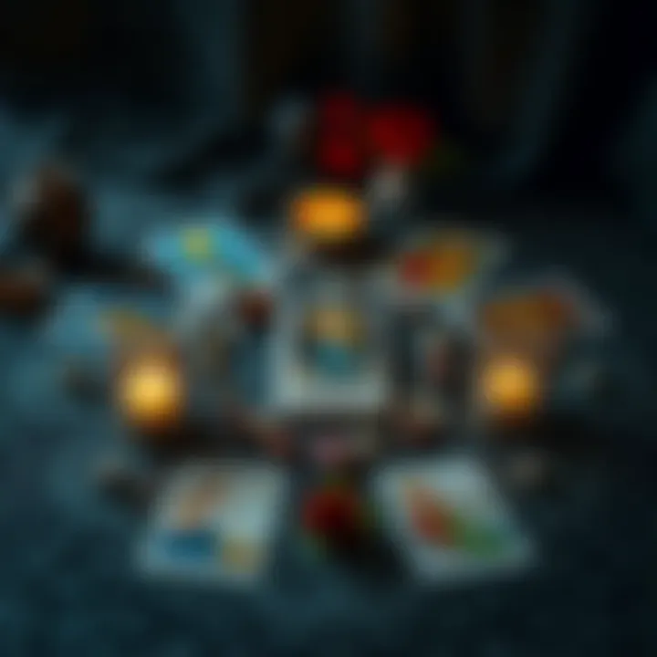 A tarot spread reflecting on past relationships