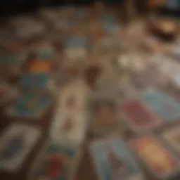 An artistic representation of tarot cards laid out in a spread