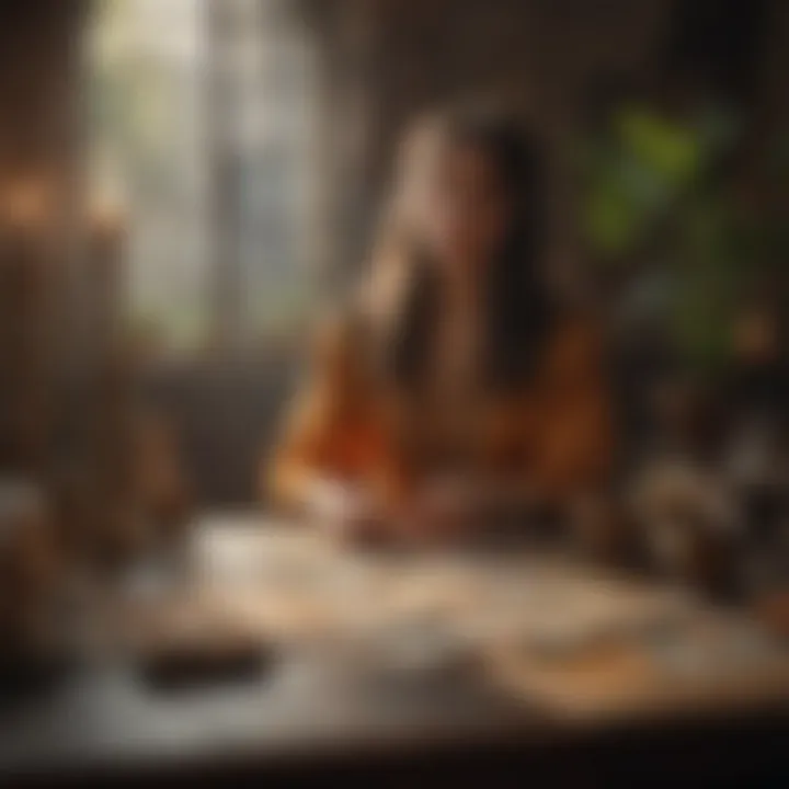 A mystical scene depicting tarot in a serene environment