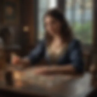 Reflecting on Tarot Meanings A person reflecting on tarot card meanings in a contemplative space