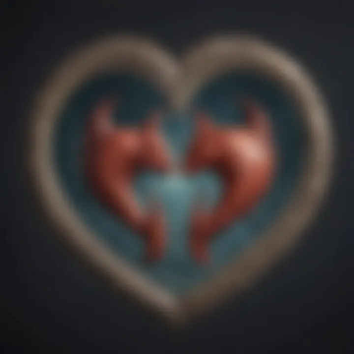 Illustration of two zodiac signs forming a heart shape