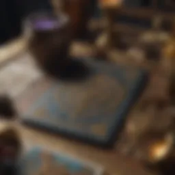 Tarot cards spread with mystical symbols