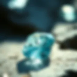 Aquamarine gemstone reflecting light