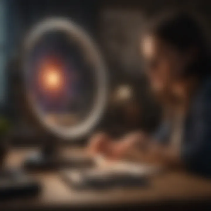 An illustration of a person engaging with Google Assistant for astrological insights.
