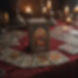 A mystic array of tarot cards laid out on a velvet cloth.