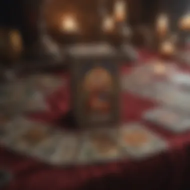 A mystic array of tarot cards laid out on a velvet cloth.