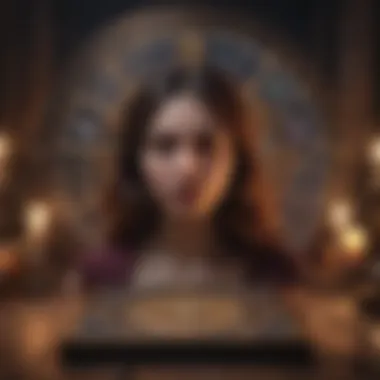 An astrological chart intertwined with tarot symbolism