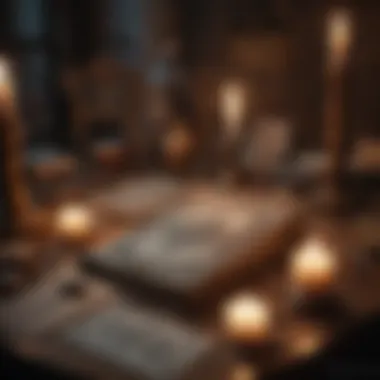 A serene tarot reading setup with candles and crystals