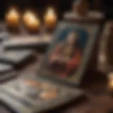 Tarot cards fanned out with a mystical backdrop