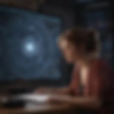 Analyzing Astrological Data Individual examining astrological data on a computer