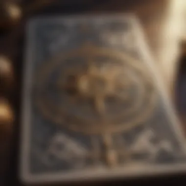 Interpreting Card Meanings A close-up of a tarot card with intricate imagery and symbolism.