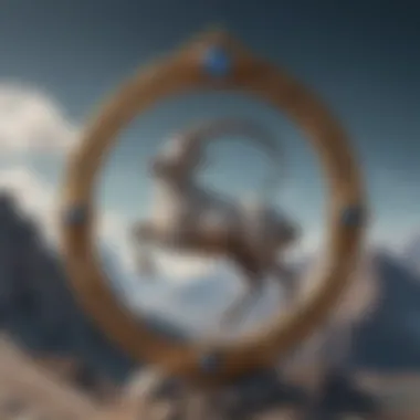 Symbolic representation of the Capricorn zodiac sign with mountains