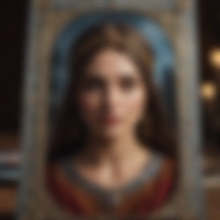 Close-up of tarot card interpretation