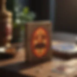 A beautifully designed deck of oracle cards spread out on a wooden table.