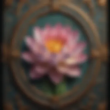 A beautifully illustrated Lotus Tarot card featuring intricate floral designs.