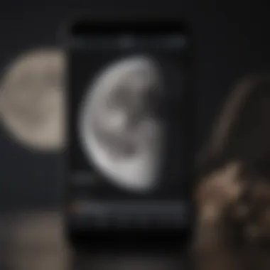 User interface of the Moon Finder App showcasing lunar phases