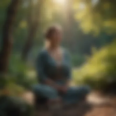 Meditating in Harmony with Nature Individual in a meditative pose surrounded by nature
