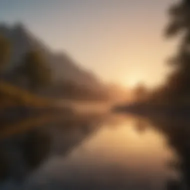 Embrace the Dawn: A Serene Sunrise Serene sunrise over a tranquil landscape promoting calmness