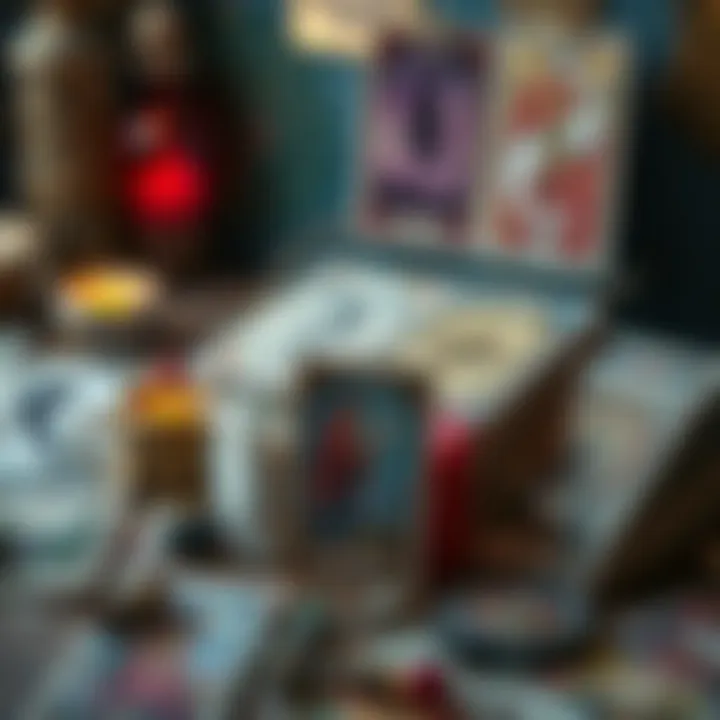 Artistic Display of Oracle Cards A diverse collection of oracle cards displayed artistically