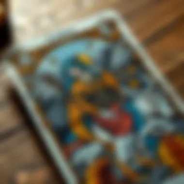 Intricate Artistry of a Tarot Card A close-up of a tarot card, focusing on its rich imagery and detailed artwork