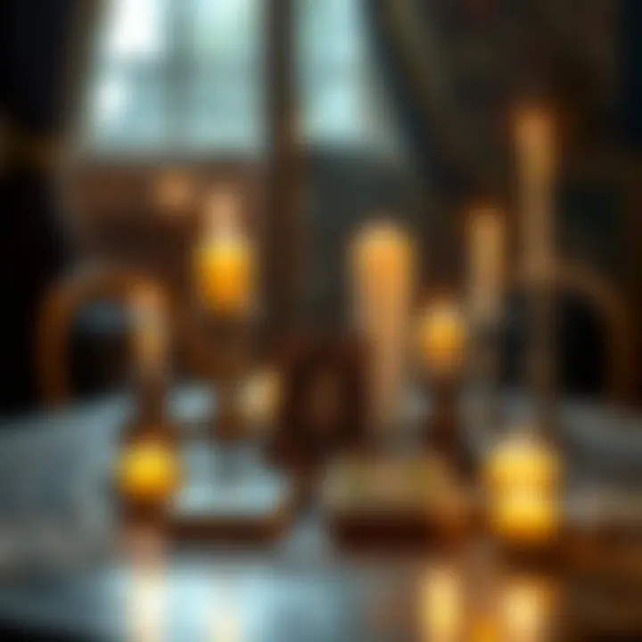 The Atmosphere of a Tarot Reading A serene setting for tarot reading, highlighting a table adorned with candles and cards