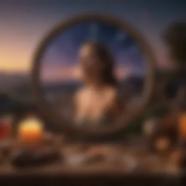 Self-Reflection and Astrological Guidance A serene setting for self-reflection enhanced by astrological guidance.