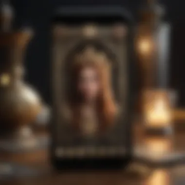 Innovation in Divination: The Digital Tarot Interface A smartphone displaying a tarot app interface