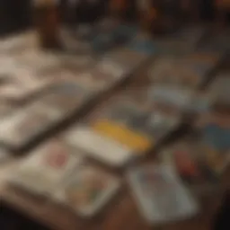 Tarot cards spread on a table