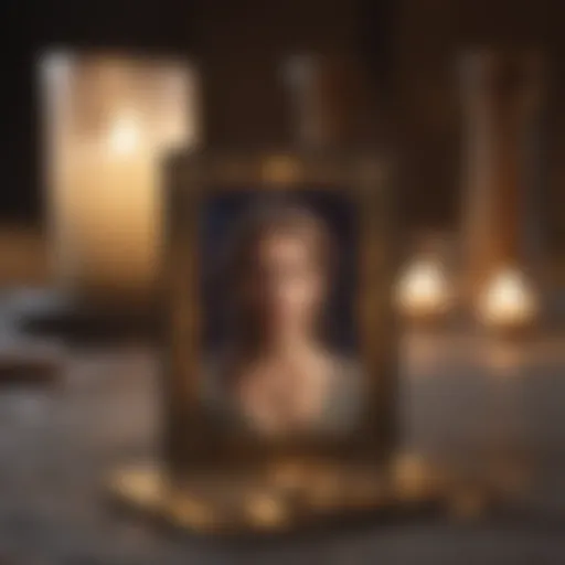Tarot cards spread on a celestial background