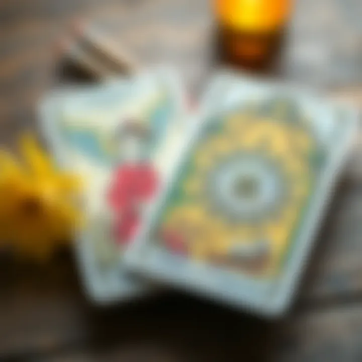 Key Tarot Cards for Gemini in 2021 Close-up of tarot cards featuring the Lovers and Wheel of Fortune