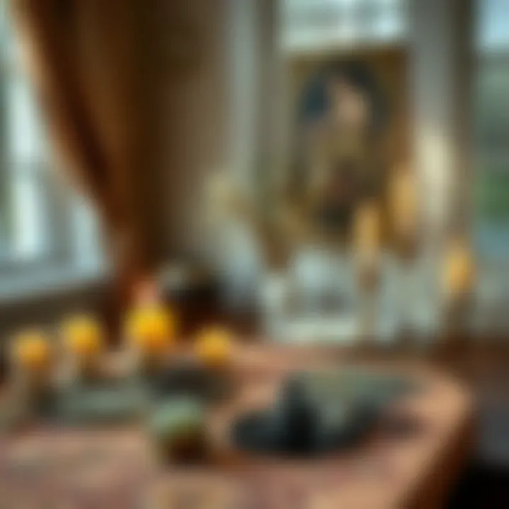 A peaceful setting for a tarot reading session, complete with candles and crystals to enhance the spiritual atmosphere.