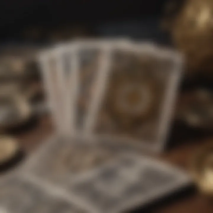 Tarot cards spread depicting financial symbols