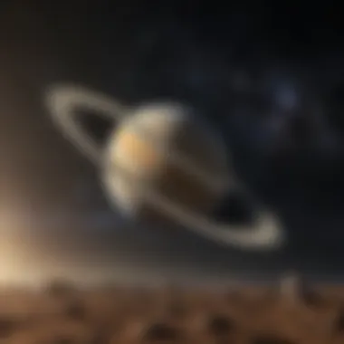 An artistic representation of Saturn in the solar system