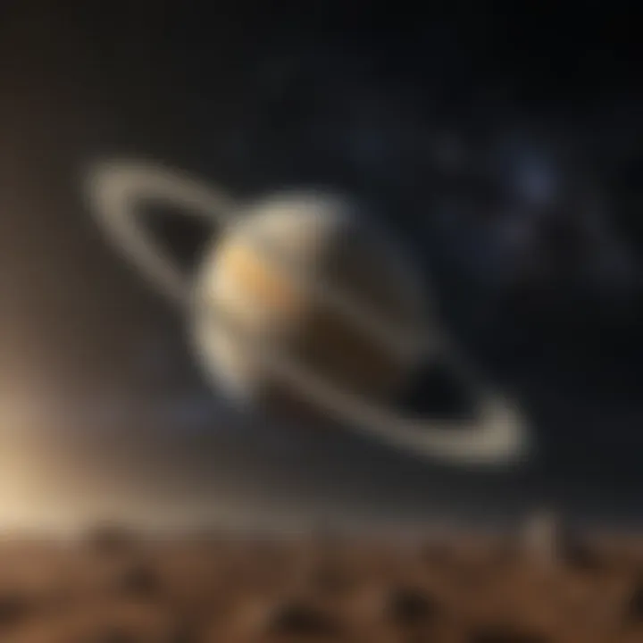 An artistic representation of Saturn in the solar system