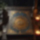 Intricate tarot card layout on a mystical table