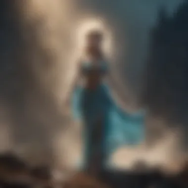 Genie Emerging from the Mist A mystical scene depicting a genie emerging from a swirling mist.