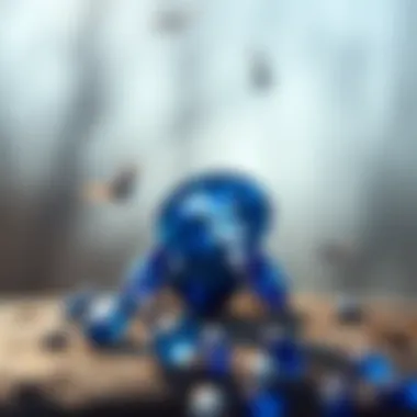 A serene setting illustrating personal growth and reflection with sapphires