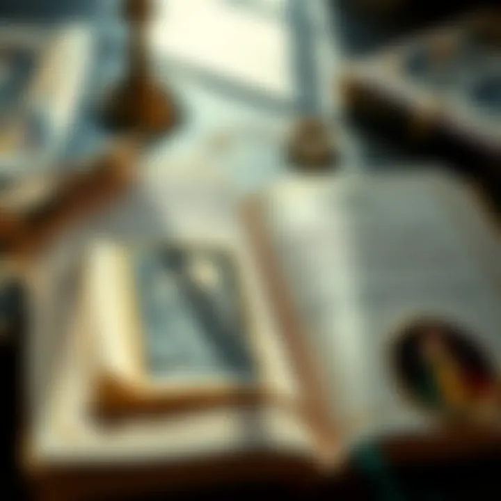 An open tarot book with notes and interpretations