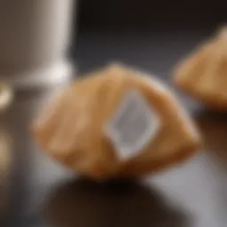 A close-up view of an open fortune cookie revealing a slip of paper with a fortune inside.