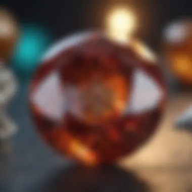 Close-up of a specific gemstone with astrological symbols