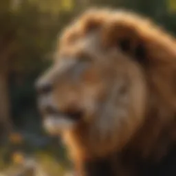 Symbolic representation of Leo's fiery nature with a lion in a vibrant setting