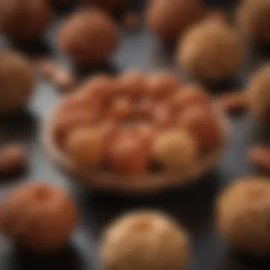 A collection of Mukhi Rudraksha seeds showcasing their unique shapes and textures