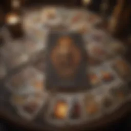 A detailed tarot card spread showcasing various cards and their meanings