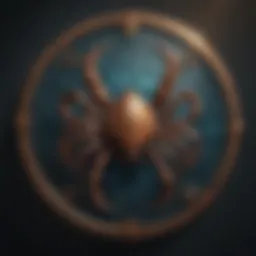Symbol of Scorpio with celestial elements