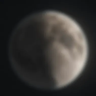 Celestial View of the Current Lunar Phase Celestial view of the current moon phase illuminating the night sky