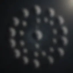Lunar phases illustrated in a celestial background