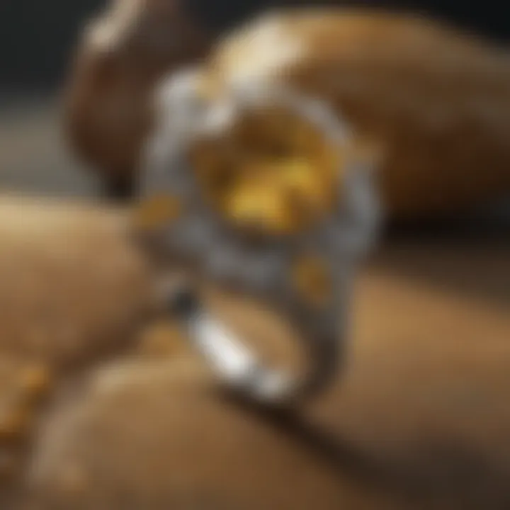 Close-up view of yellow sapphire set in an elegant piece of jewelry.