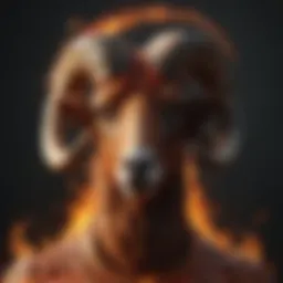 Symbolic representation of the Aries zodiac sign with fiery elements