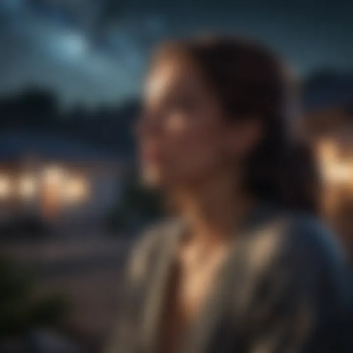 A person contemplating under a starry sky